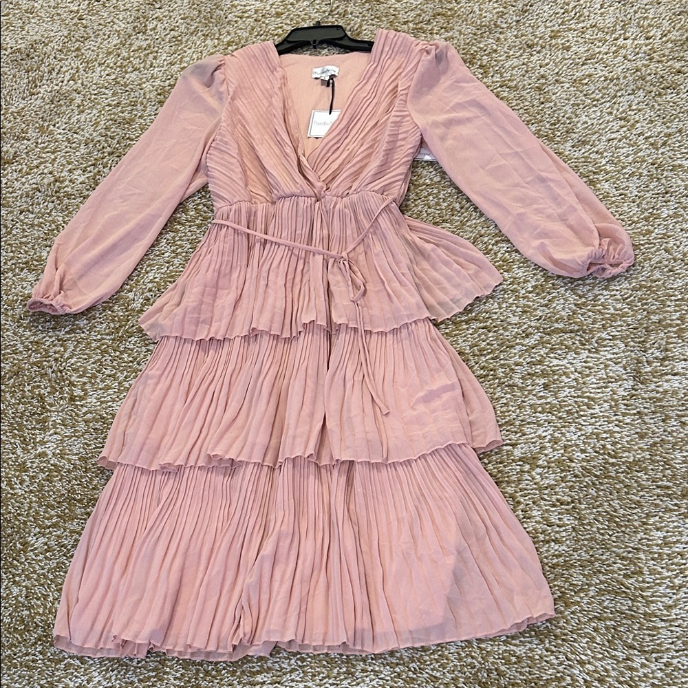 Elegant Pink Tiered Dress